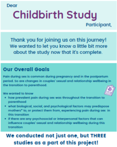 Infographic Summary for the Childbirth Study